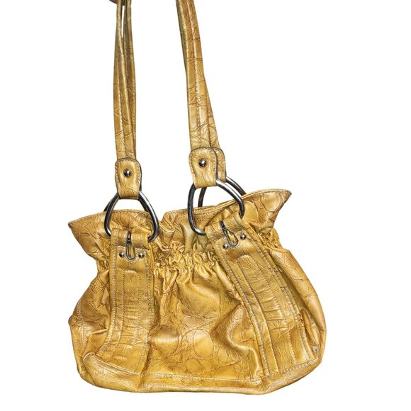 VTG Kathy Van Zeeland Yellow Faux Leather Shoulder Bag W/ Silver Tone Hardware - Picture 3 of 11